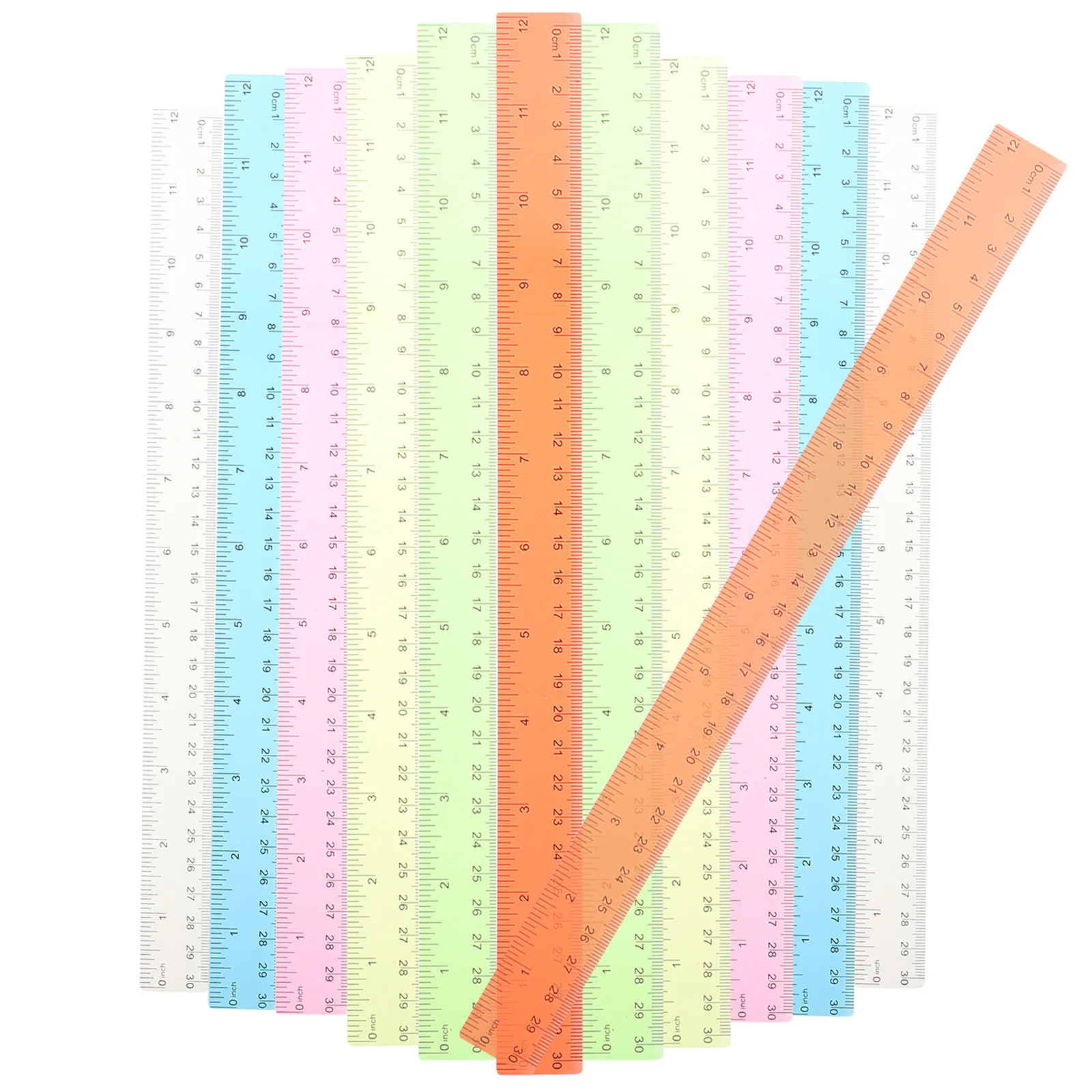 12Pcs Creative Design Colored Ruler Smooth Edge Measuring Tool for Students Reusable Drawing and Reading Aid Ruler