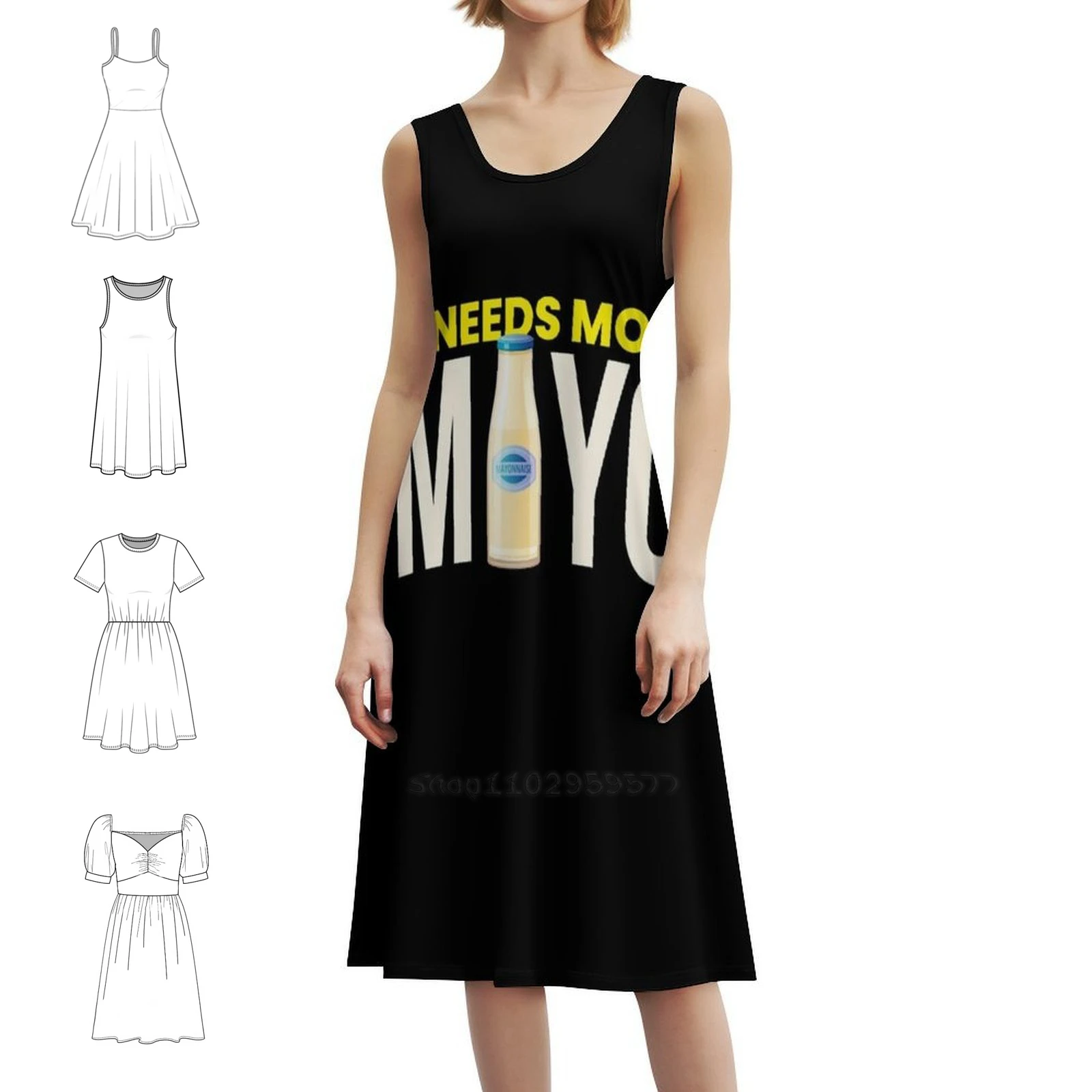 فستان كاجوال على الطراز الكوري للشواء من صلصة المايو بحاجة إلى المزيد للنساء فساتين مكتب يومية بسيطة للسيدات المايونيز مايوه