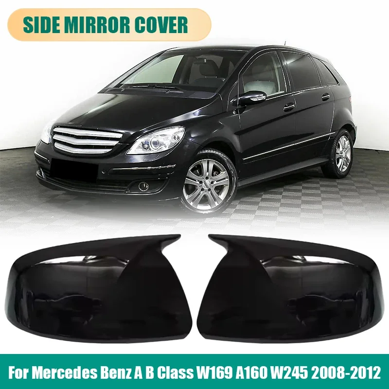 

Side Mirror Cap Covers For Mercedes Benz A B Class W169 A160 W245 2008-2012 Black Mirror Shell Lid Sticking