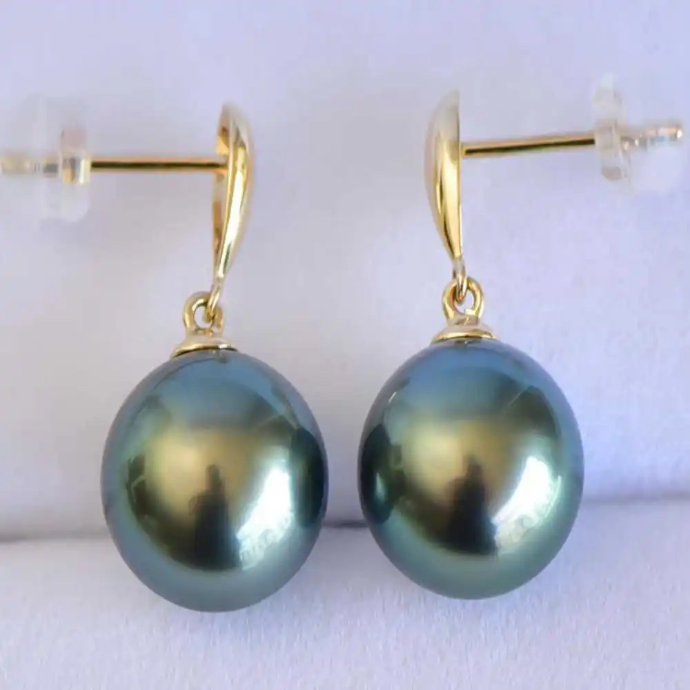 16MM Peacock Blue Shell Pearl Earrings 18K Fashion Christmas Classic Women Holiday gifts Wedding  Accessories New Year