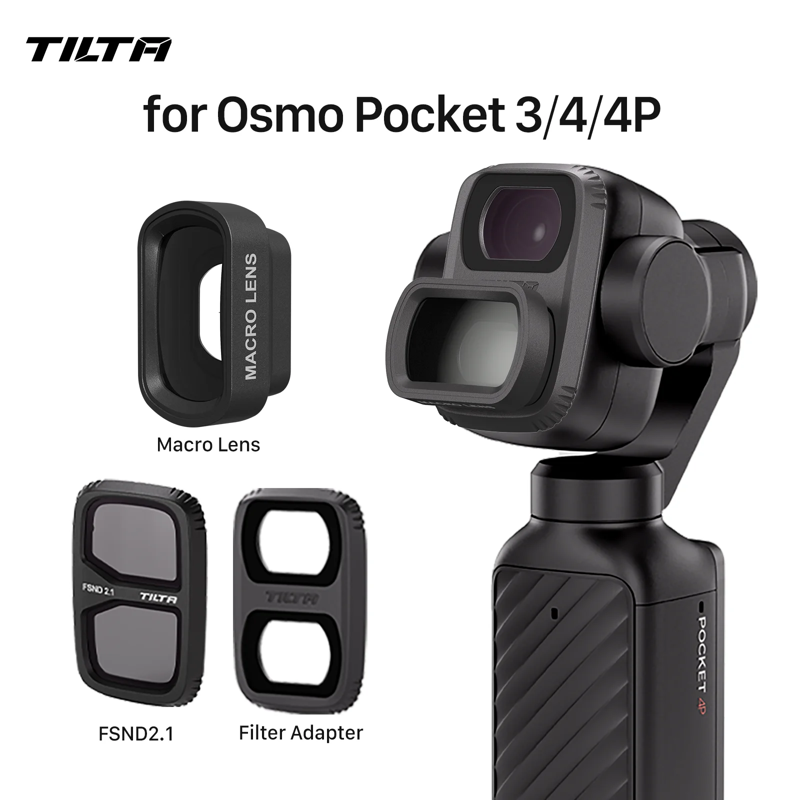 TILTA Adapter Filtrów do DJI Osmo Pocket 4 Pro, Pocket 3 4, Filtr VND CPL, Filtr Polaryzacyjny Black Mist, Obiektyw Makro TA-T103 — zdjęcie produktu 6