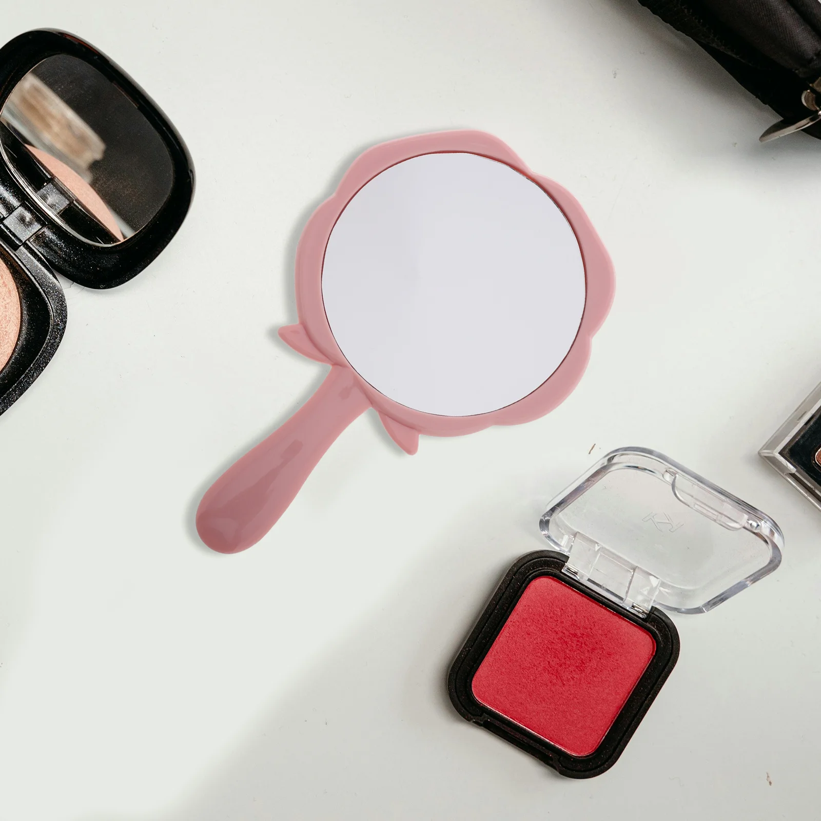 

5Pcs Large Handheld Makeup Mirror Rose Pattern Portable Vanity Mirror for Purse Travel Essential for Girls