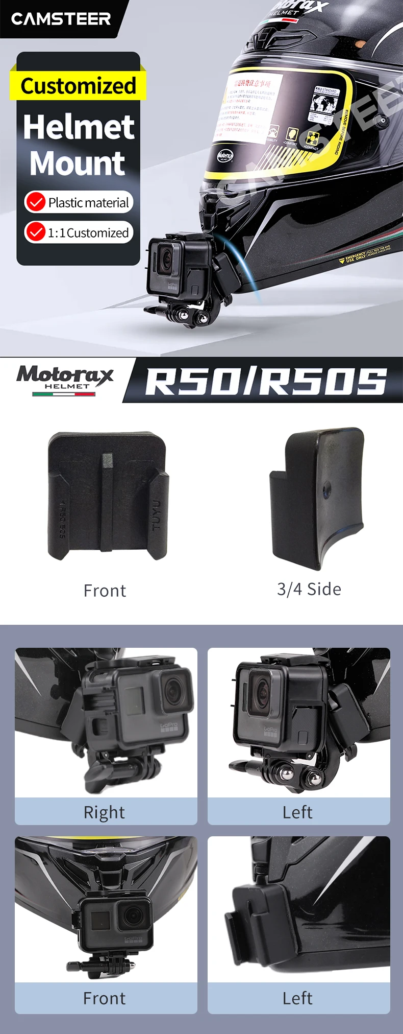 Motorrad Maßgeschneiderte Helm Kinn Halterung für HJC Shoei X14 NXR RF1400 Agv Arai Für GoPro 13 12 11 Insta360 Ace Pro2 X4 X3 DJI 5Pro – Detail 10