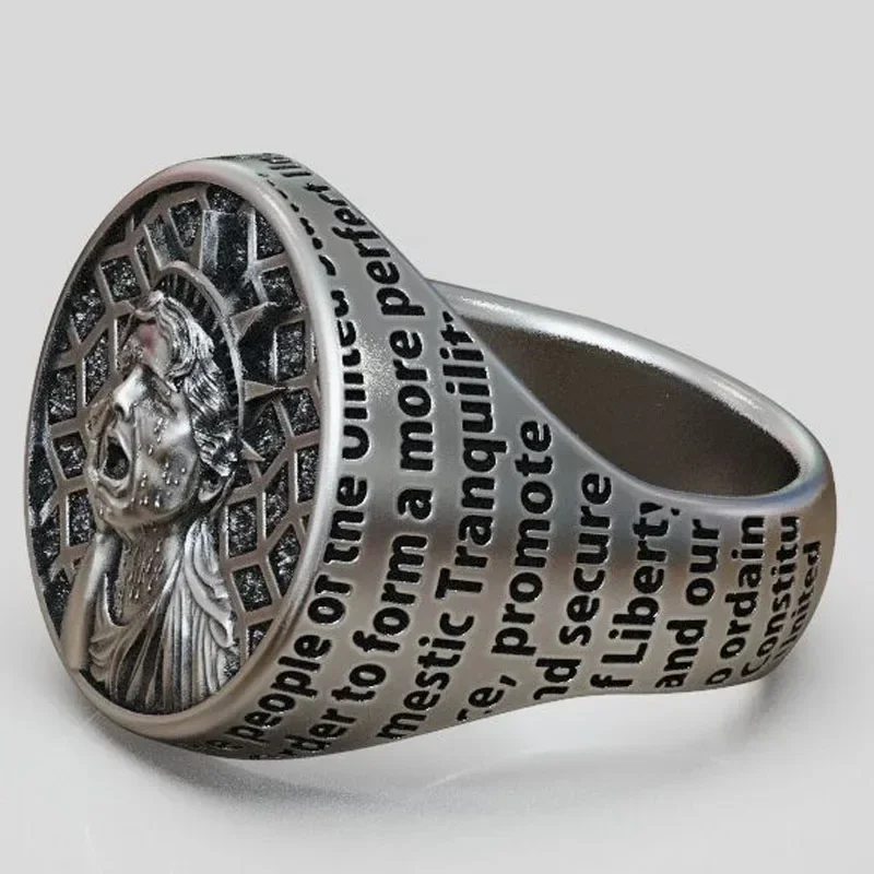 20g Rings Statue Of Liberty Crying Usa Constitution Gold Rings  Customized 925 Solid Sterling Silver Many Sizes 6-13