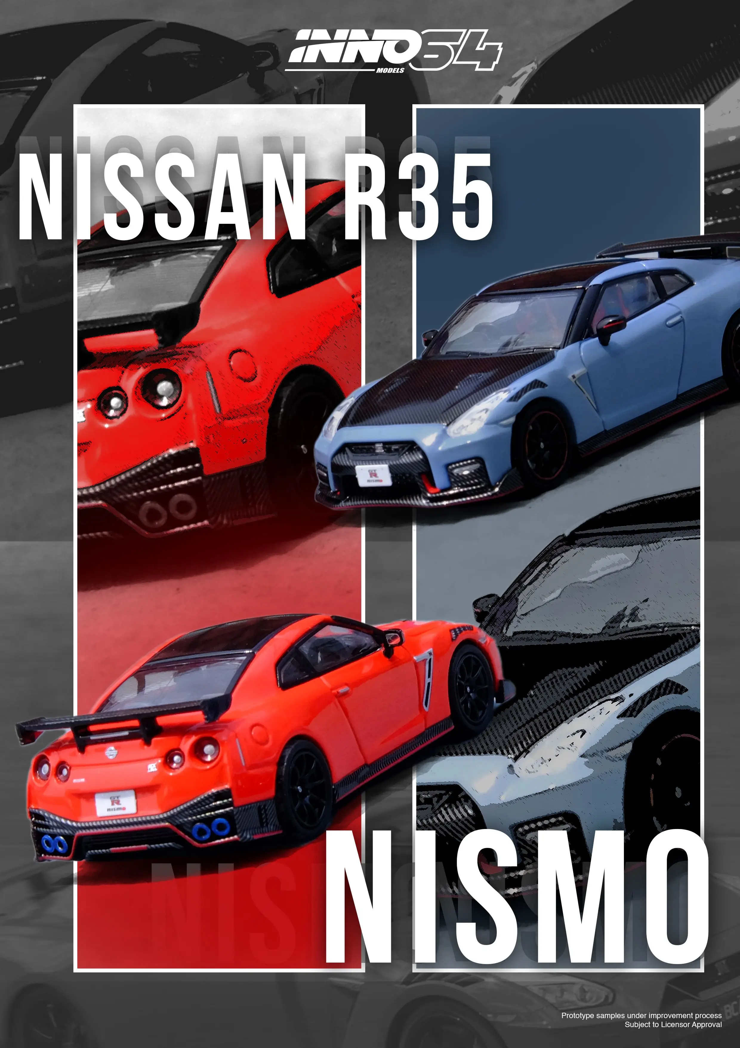 

INNO In Stock 1:64 GTR R35 Red Diecast Diorama Car Model Collection Miniature Toys