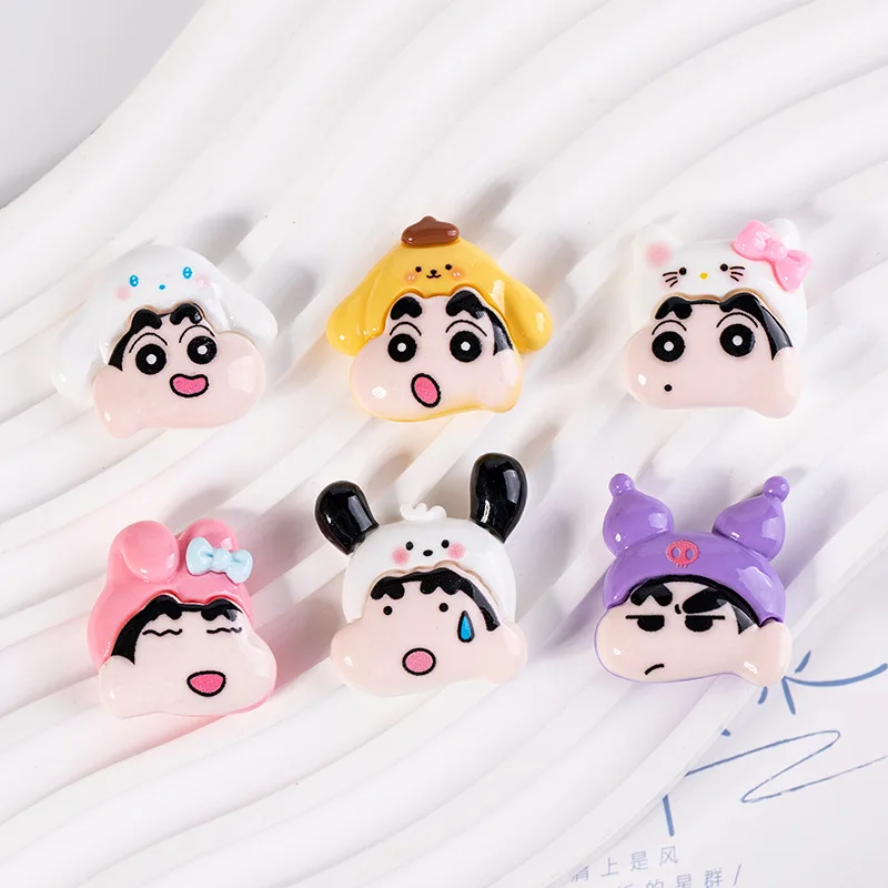 5pcs Resin Accessories Cartoon Crayon Shin-chan DIY Resin Flatback Cabochons for Diy Jewelry Making Crafts Material