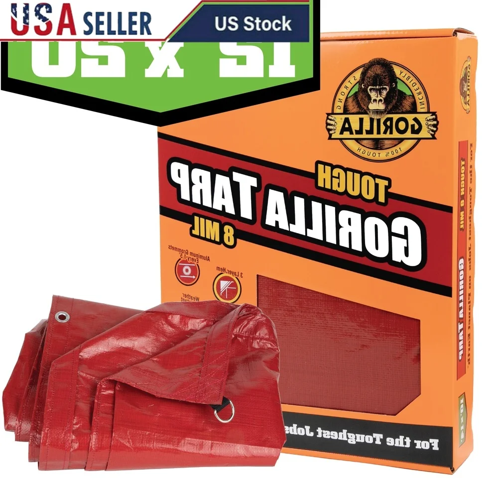 Lona Gorilla resistente 12x20, duradera, impermeable, resistente a los rayos UV, revestimiento para exteriores con ojales y esquinas reforzados