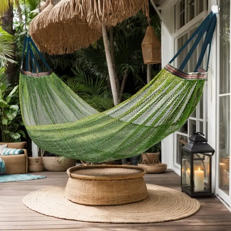 

Ice Silk Outdoor Camping Swing Hammock Sturdy Portable Breathable Anti-rollover Mesh Ice Silk Hammock Garden Hang Bed