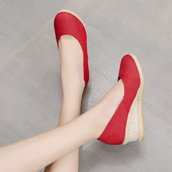 Wedges Woman Spring Summer Espadrilles Women Casual Slip-on Loafers Heeled Shoes Comfort Shallow Pumps Footwear Zapatos Mujer