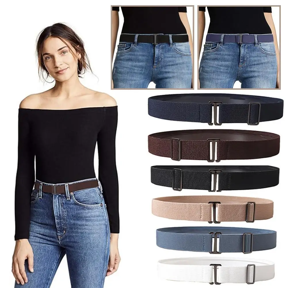 Cintura larga elastica da donna Decorazione gonna semplice Cintura regolabile invisibile senza fibbie Cintura per pantaloni jeans
