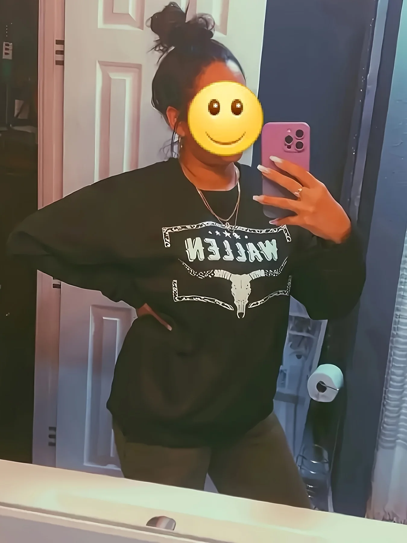 Sudadera con cuello redondo y estampado geométrico de calavera Ull: tela de poliéster suave de elasticidad media, manga larga, lavable a máquina