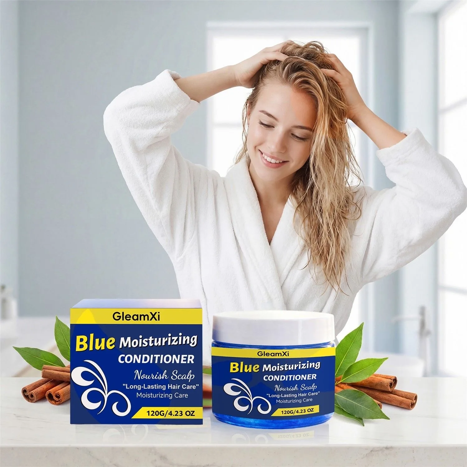 120g Blue Moisturizing Hair Conditioner Mild Nourish Silky Smooth Glossy Hair Daily Hair Care For Dry Frizzy Hair All Hair Types