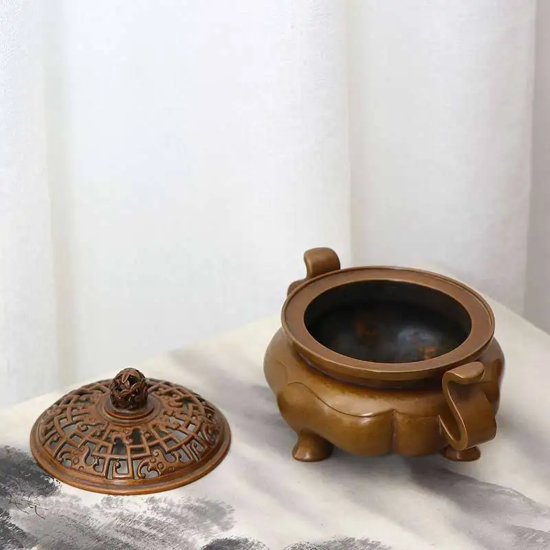 Qingsong Tang Su Gong Copper Stove Famous Hu Qingsong Officer's Cap Ear Crown Burner Incense Coil Tower Incense Burner Incense B