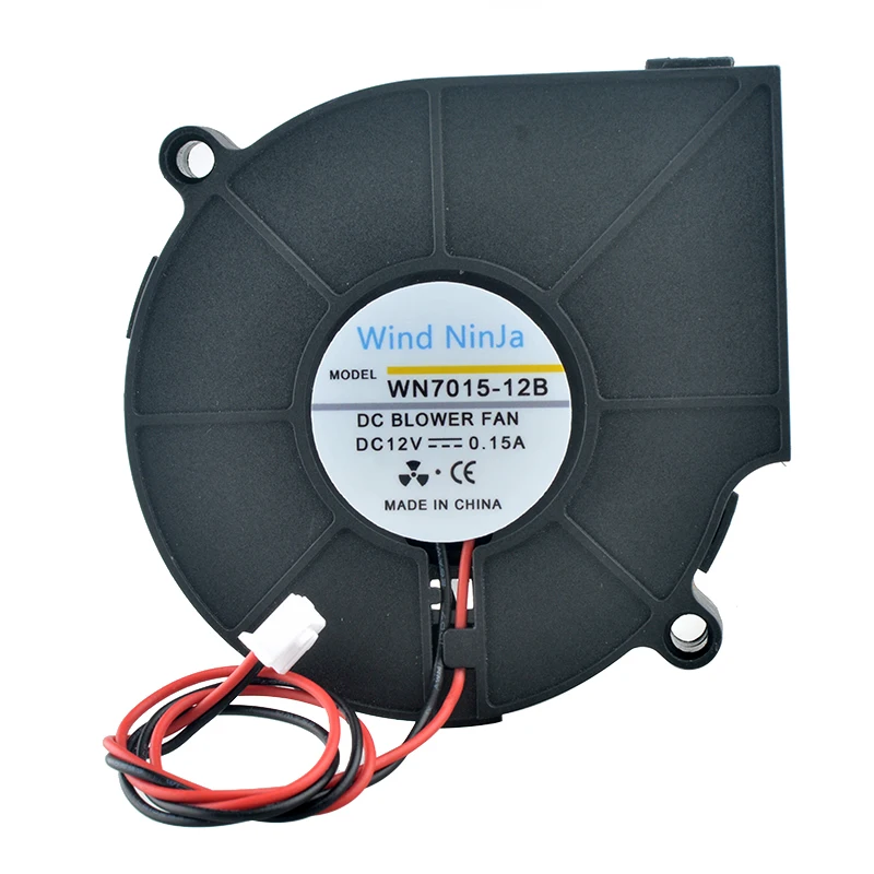 WN7015-12B 7,5 cm 75mm 75x75x15mm DC12V 0.15A 3500rpm ventilador centrífugo de 2 pines con doble rodamiento de bolas ventilador de refrigeración para impresoras