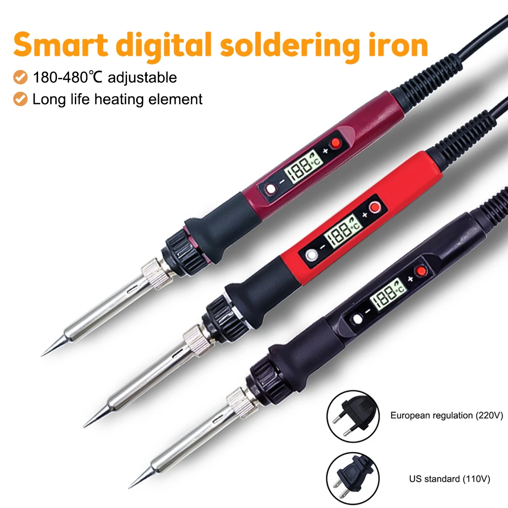 

80W Electric Digital Soldering Iron Station 220V 110V 180-480 ℃ Temperature Adjustable Welding Soldering Tips Tools Accessories