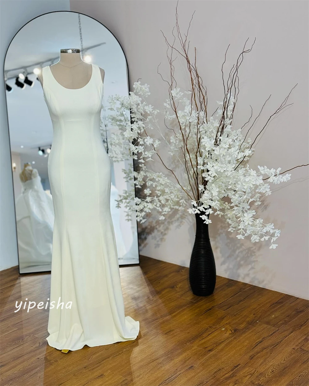 Chiffon Draped Ruched Cocktail Party A-line O-Neck Bespoke Occasion Gown Long Dresses