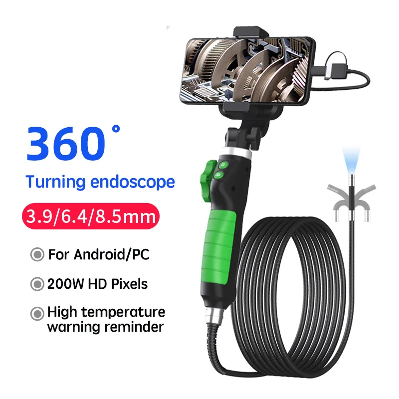 3.9mm/6.4mm/8.5mm lens 360 degree high-definition industrial endoscope 1080P 200W pixel auto repair detector for Android/PC