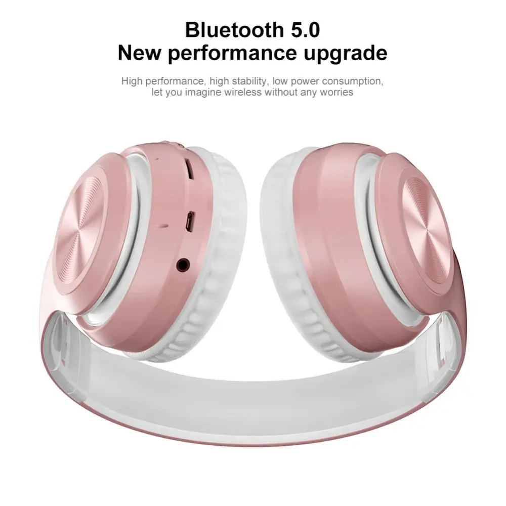 P68 Bluetooth 5.0 Foldable Rechargeable Wireless Headset HiFi Sound Headphones Stereo Foldable Sport Earphone Microphone Headset