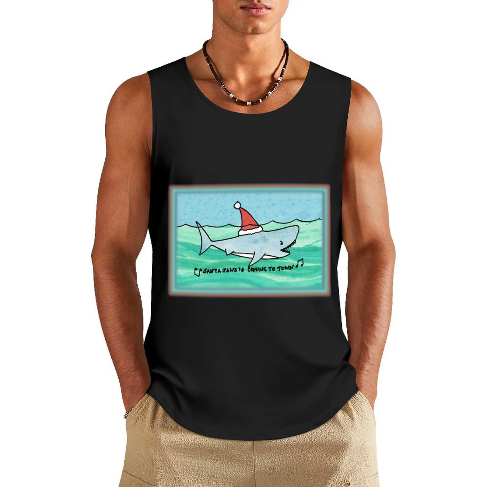 

Santa Jaws Tank Top fitness clothing for men men gym t-shirt for men