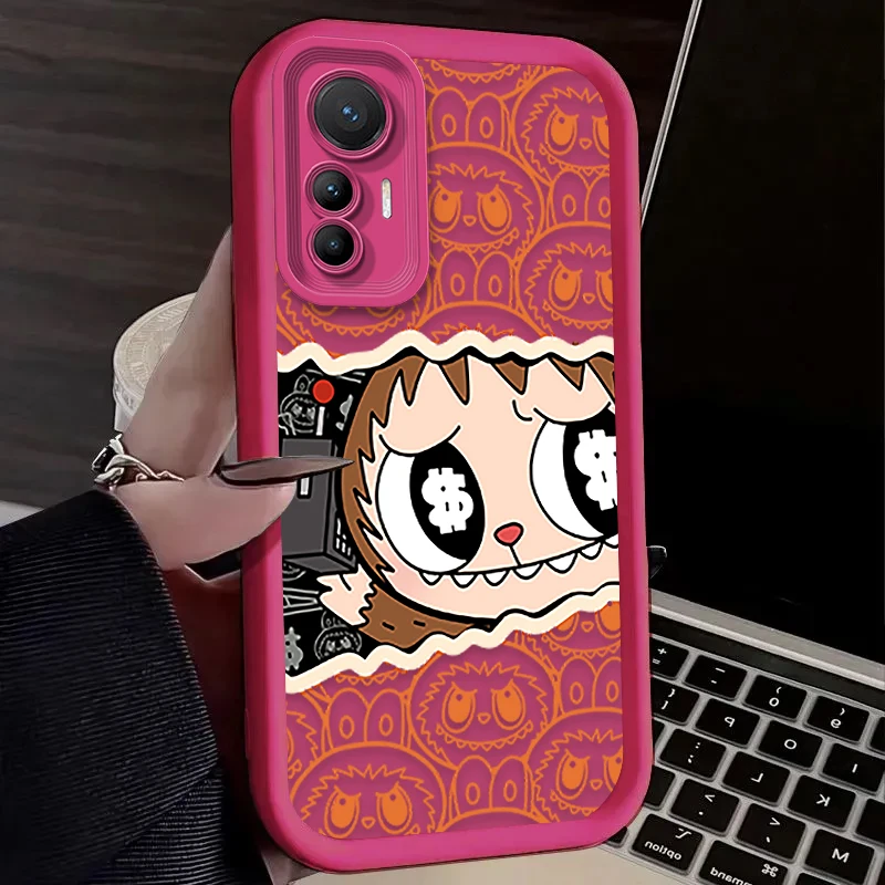 Preciosa funda blanda Labubu de dibujos animados para Xiaomi 14T 13T 12T 11T 13 12 11 Lite 5G NE POCO X6 X5 F6 F5 F3 X4 GT X3 NFC M5S C65 M6 Pro