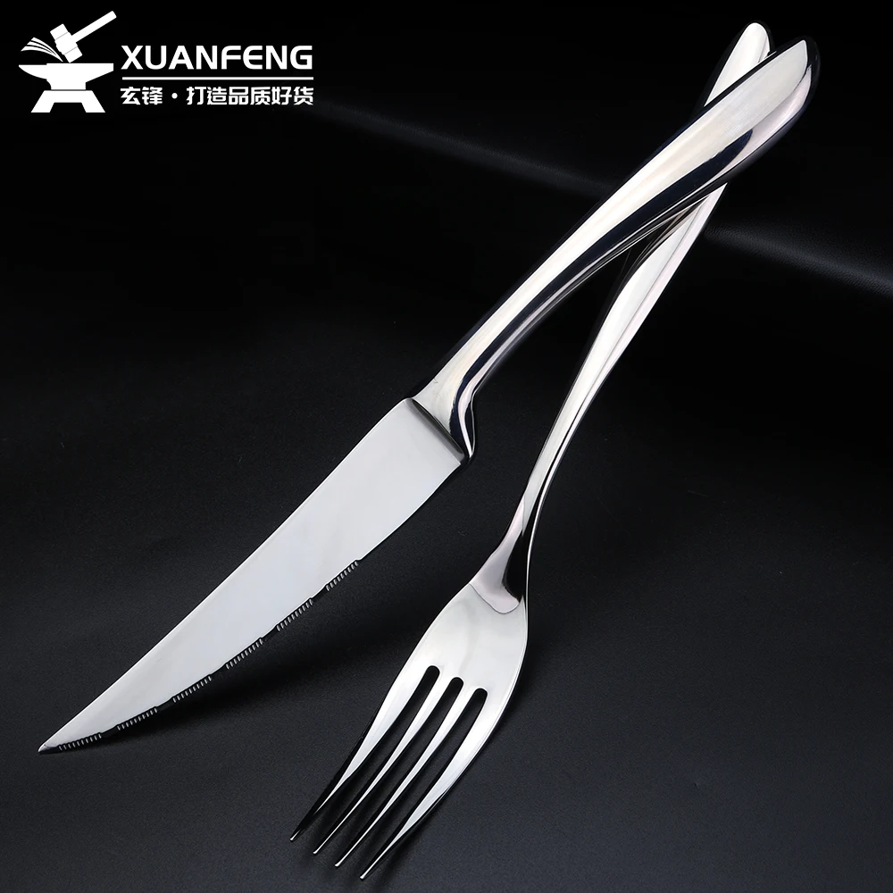 Elegant 304 stainless steel tableware, pointed-tail steak, western-style knife and fork set, high-end knife and fork