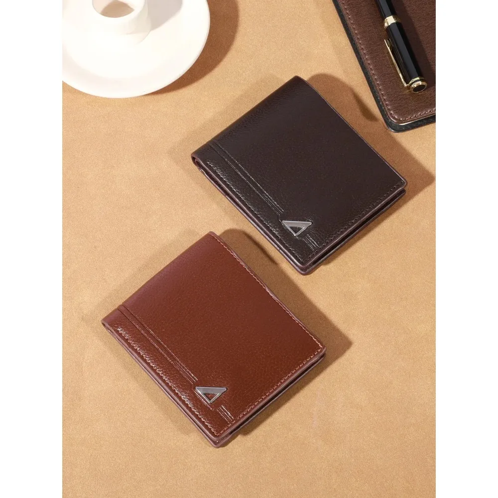 1pc Men\'s Wallet, Short Money Clip, Business Casual Horizontal PU Leather Clip, Fashion Large Capacity Soft Leather Wallet