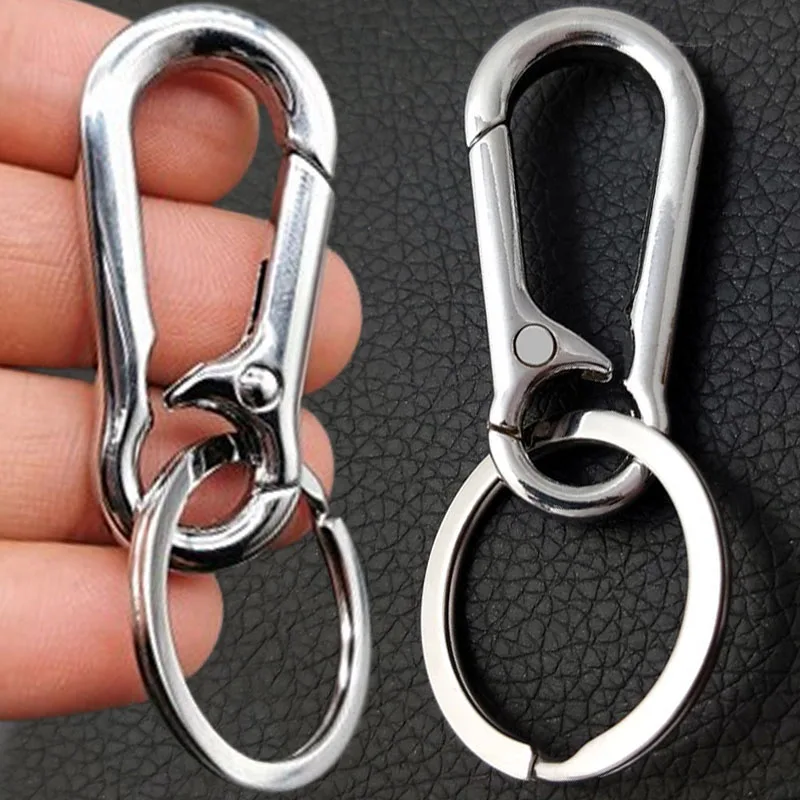 Men's Silver Stainless Steel Gourd Buckle Climbing Keychain Waist Belt Clip Anti-lost Buckle Hanging Key Ring Decoration Gift