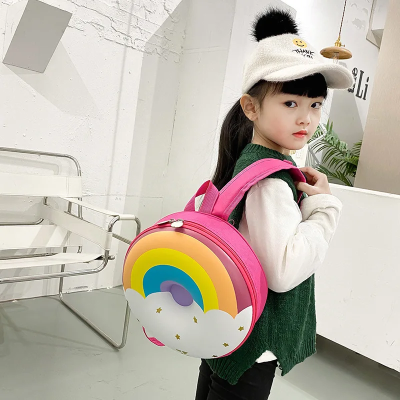 2022 Trẻ Em Thức Ăn Và Hoa Quả Series Dễ Thương Cứng Doughnut Rainbow Bé Trai Bé Gái Mẫu Giáo Schoolbag