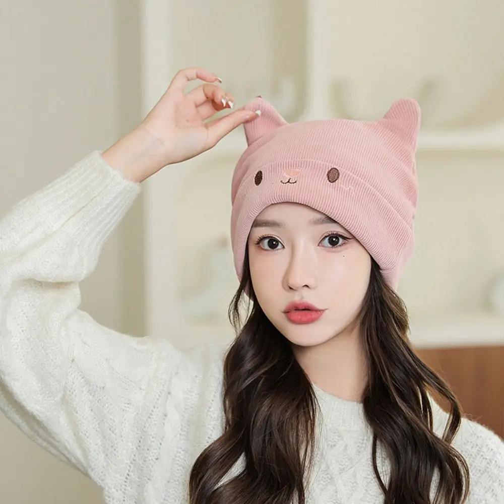 Cute Girl Beanie Bonnet Knitting Cap Hat Cotton Winter Warm Casual Skullies Ins Hip Hop Cap Cold Cap Women Postpartum cap