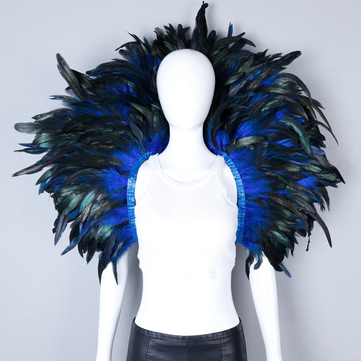 Party Luxus Schal Feder Cosplay Designer Punk Halloween Maskenball Karneval Feder Punk Karneval Party Bekleidung Zubehör – Detail 5