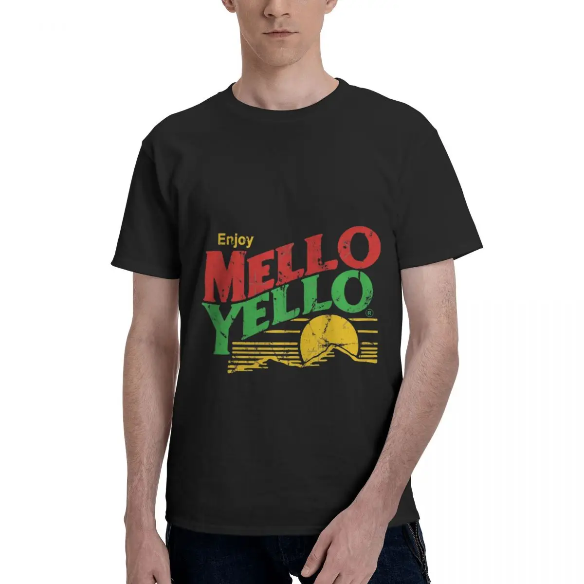 Enjoy Mello Yello Men's Short Sleeve Standard T-Shirt Office ChristmasFashionable Versatile T-Shirt