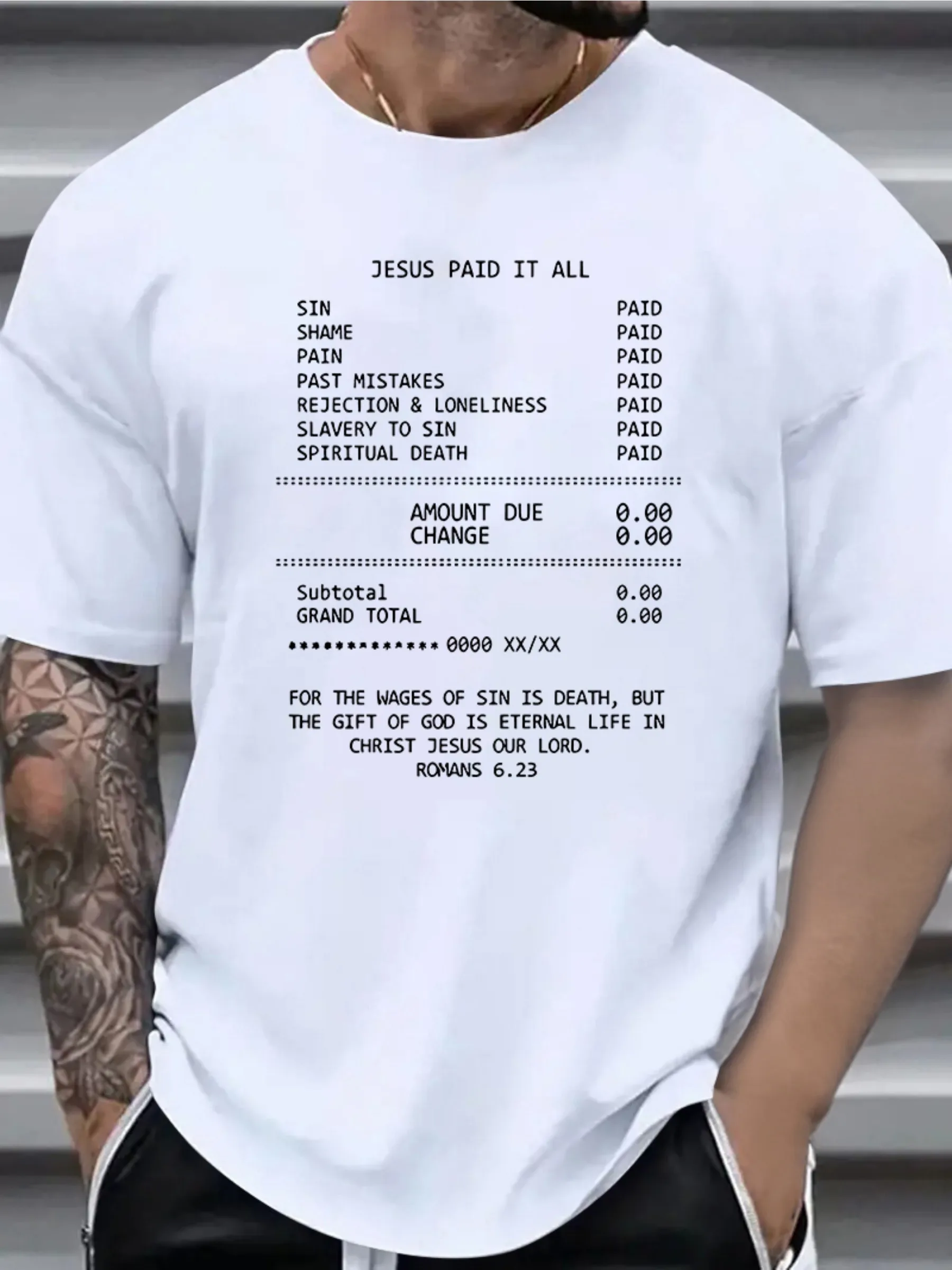 Mensaje inspirador Jesús pagó todo camiseta con estampado inspirador naranja brillante Casual Estilo Vintage corte holgado