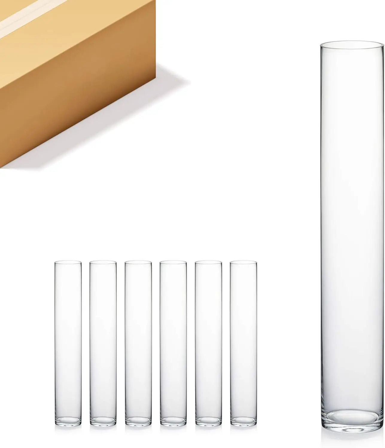 

Wgvi Quality Thick Weighted Tall Clear Cylinder Glass Vases, 4"" W X 24"" H, Flower Arrangement Floating Candle Holders Wedding