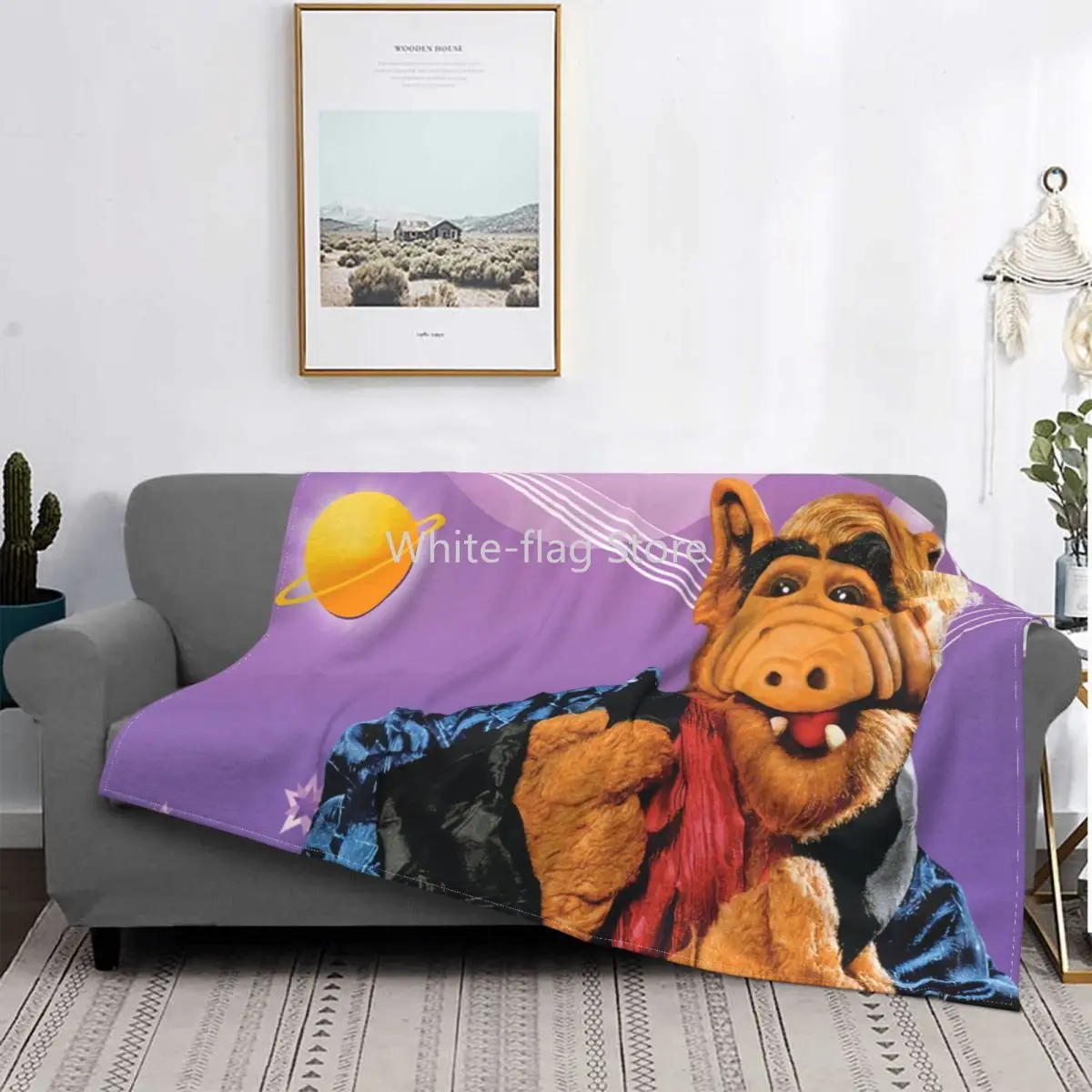 3D Printed Alien Life Form Blankets Breathable Soft Flannel Autumn ALF Video Games Throw Blanket for Sofa Outdoor Bedding