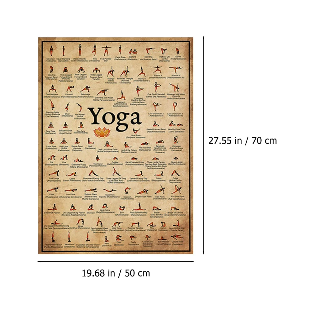 Vintage Yoga Chart Crafted Poster Home Posters Canvas of Poses Pilates Routine Action Picture Exercises Living Room Backdrop