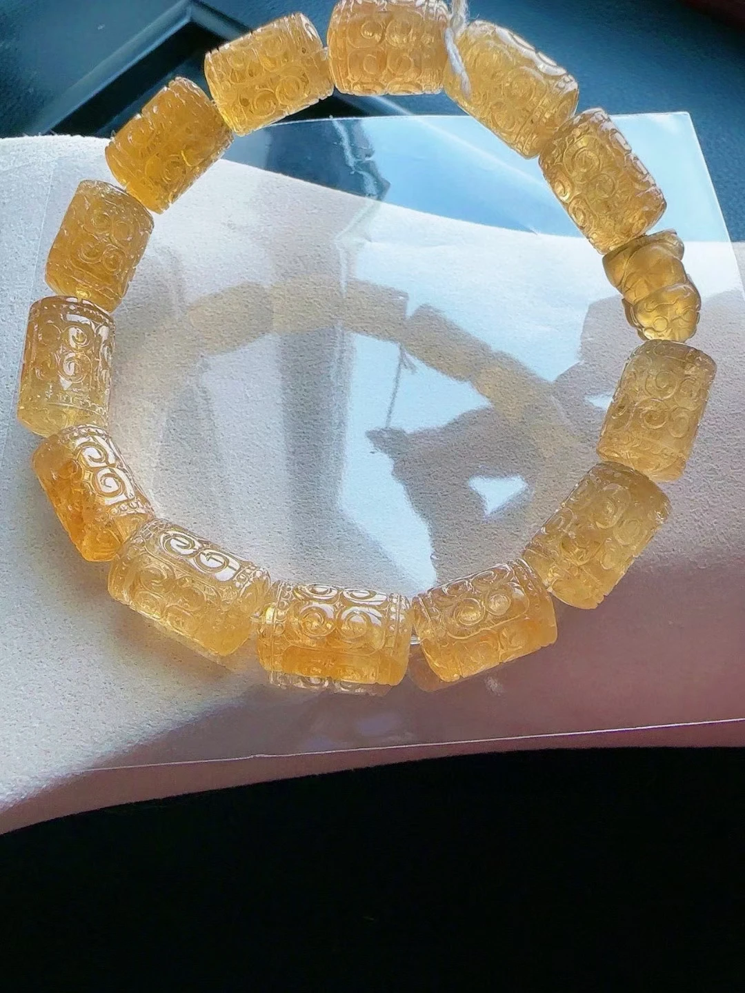 Natural Yellow Tourmaline Beads Bracelet Clear Round Beads 13.7/9.3mm Candy Yellow Tourmaline Women Jewelry AAAAAAA