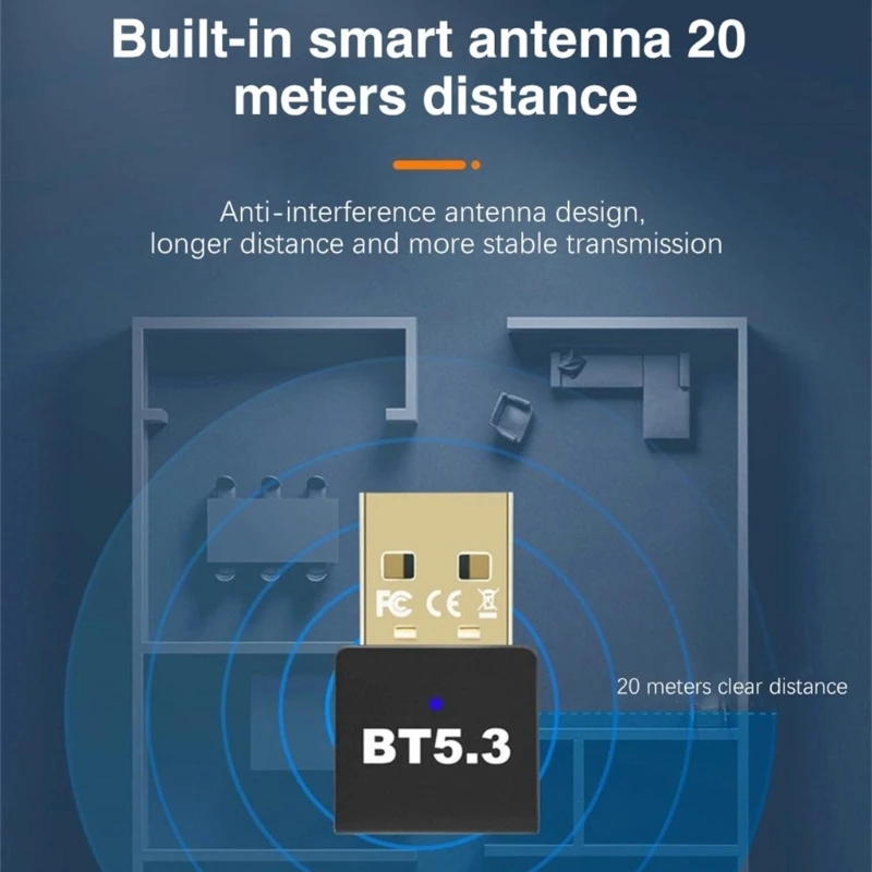 PC 컴퓨터 노트북 오디오용 USB 동글 수신기 Bluetooth5.3 호환 어댑터