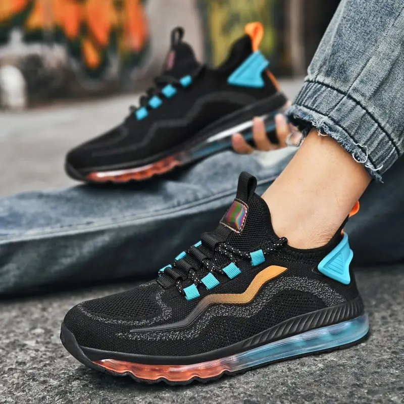 

Мужские повседневные кроссовки с мягкой стелькой и дышащей сеткой, удобные спортивные дизайнерские простые корейские мужские спортивные туфли для прыжков