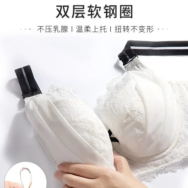 Large Size Lingerie For Lace Tops Women Breasts Sexy Thin White Top Adjustable Bra Brasier Mujer Brassiere Femme Woman Clothes