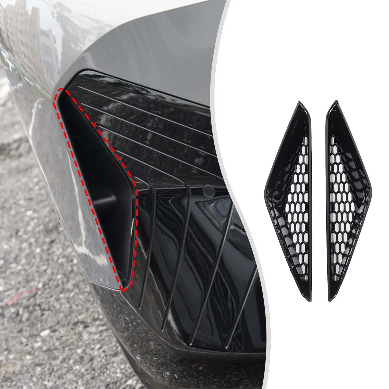

2x ABS Plastic Black Car Front Bumper Side Air Intake Protective Cover Air Vent Grille Decorative Frame for BMW iX G70 2022-2024
