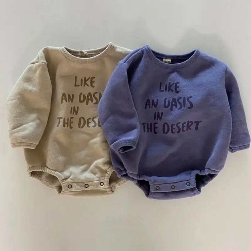 

Rompers Spring Autumn Young Children Clothing Letter Loose Boys Girls Baby Causal Crawling Clothes Hoodie 2024 Round Collar