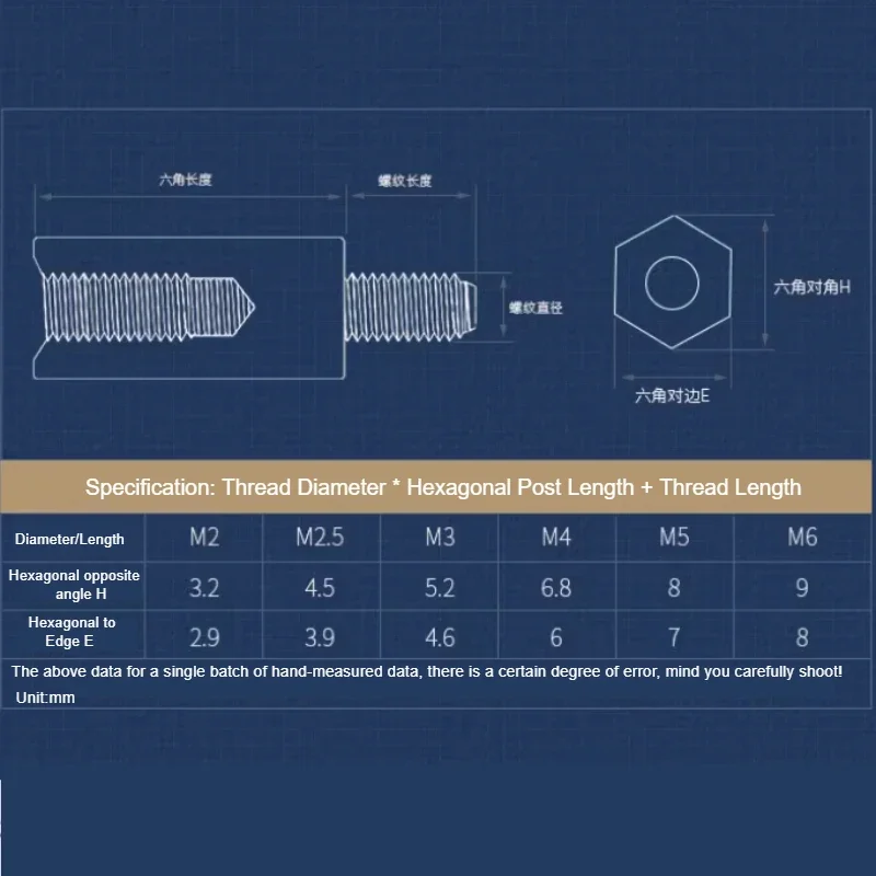 Brass Hexagonal Male and Female Standoff Board Rack Studs PCB Motherboard Hexagonal Isolation Post M3 M4 M5 M6