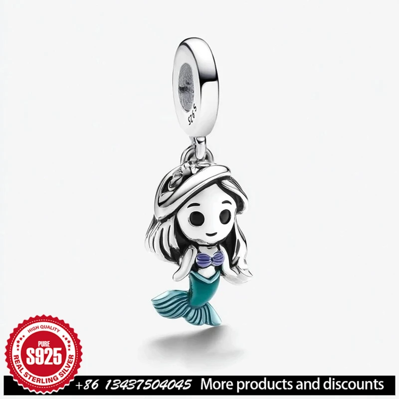 

Customizable Pendant 925 Sterling Silver Disney Bikini Mermaid Dangle Charms for Girl Original DIY Bracelet Beads Fine Jewelry