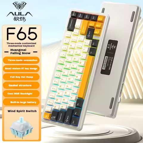 AULA F65 Mechanical Keyboard Wireless Tri Mode GASKET Structure Full Key Hot Plug RGB 67Keys PBT Custom Gaming Keyboard Laptops