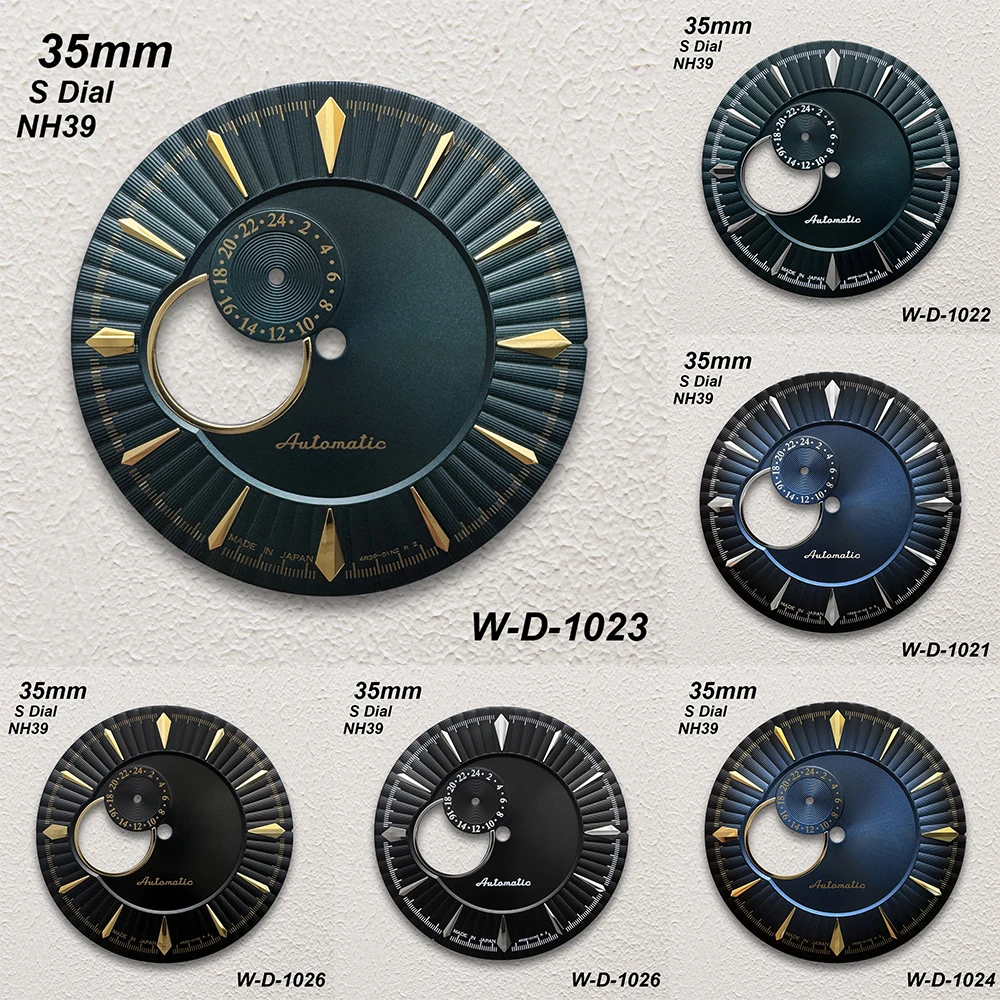 35mm S Logo Cocktail Dial Fit NH39 Movement High-Quality Hollow Out Vertical Watch Modification Accessories
