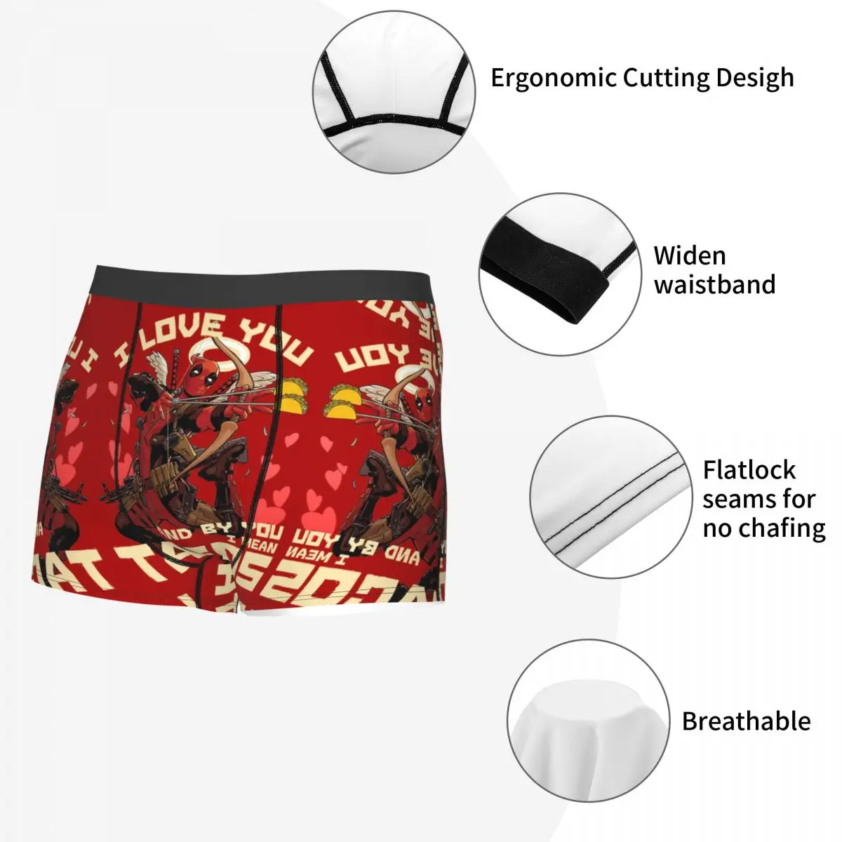 Custom Deadpool Taco Cupid Underwear Men Stretch Boxer Briefs Shorts Panties Soft Underpants For Homme