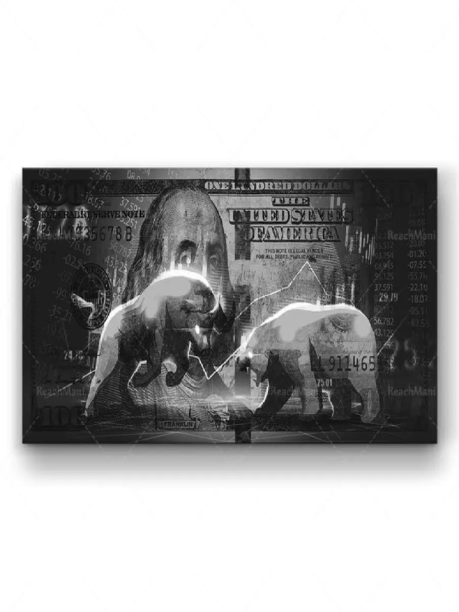 Stock Market Bull and Bear Wall Art Poster  Ideal Gift for Investors and Traders Office Wall Street Decor