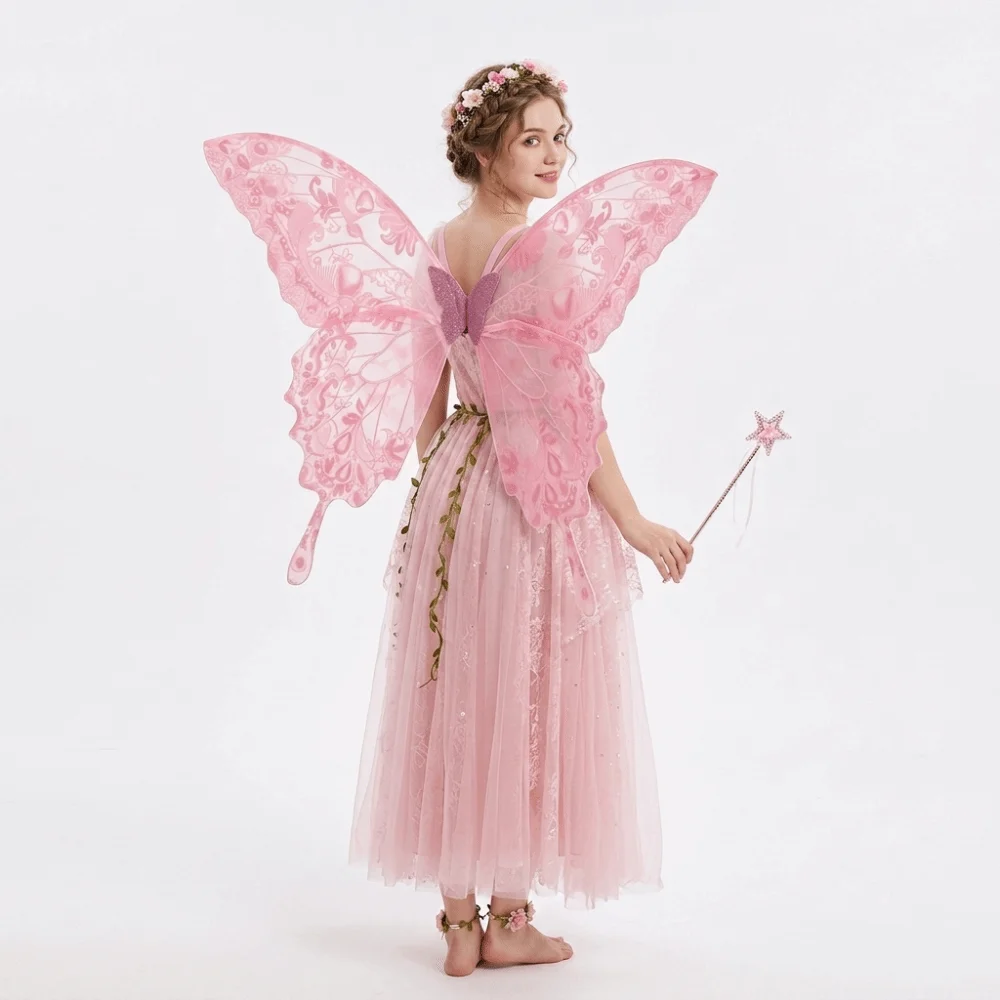 Creative Adults Fairy Wings Colorful Handmade Fairy Costume Wing Foldable Lightweight Cosplay Party Wings Christmas Gift