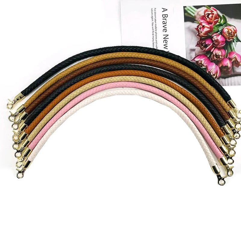 

30/40/60cm Soft Leather Braided Short Bag Handles Fashion Replacement Purse Handle For Handbag DIY Bag Parts Shoulder Bag Strap