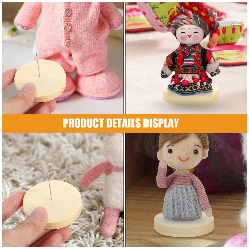 

3 Sets Wool Felt Stand Retail Display Crochet Rack Wood for Metal Action Figure